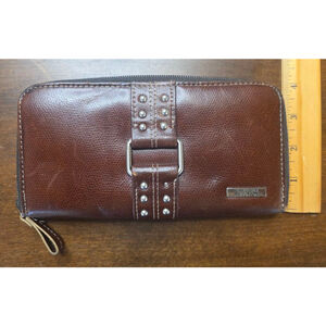 Women's Kenneth Cole Reaction Brown Studded Zip Wallet One Size